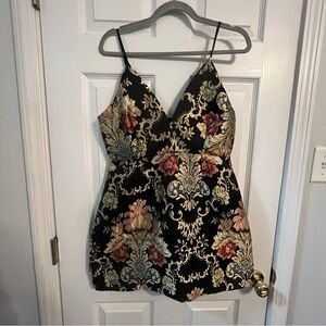 Embroidered Mini Dress Brown with Gold Accents. Juniors Large